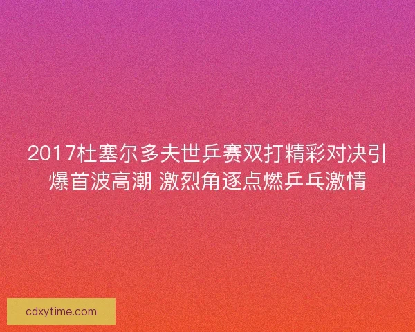 2017杜塞尔多夫世乒赛双打精彩对决引爆首波高潮 激烈角逐点燃乒乓激情 2017杜塞尔多夫世乒赛双打精彩对决引爆首波高潮 激烈角逐点燃乒乓激情